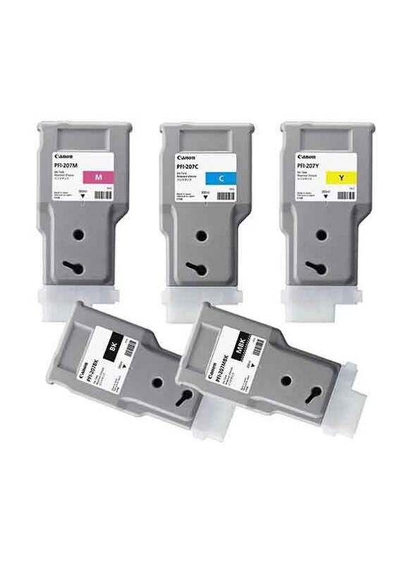 Canon Multicolour Ink Cartridge Set, PFI-207BK/PFI207C/PFI207M/PFI207MBK/ PFI207Y, 5 Pieces
Canon Multicolour Ink Cartridge Set, PFI-207BK/PFI207C/PFI207M/PFI207MBK/ PFI207Y, 5 Pieces
