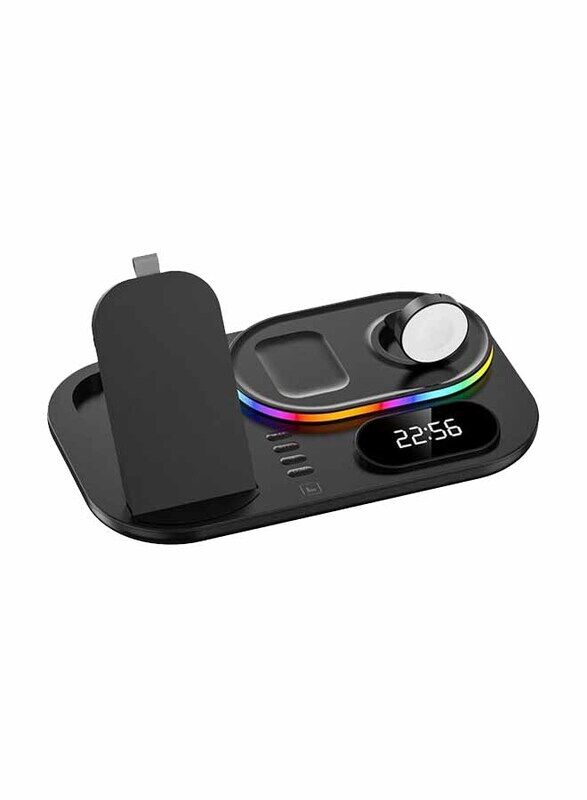 Generic 4 in 1 Alaram Clock Wireless Charger for Airpods Pro Iwatch Led fast Charging Station, Black
Generic 4 in 1 Alaram Clock Wireless Charger for Airpods Pro Iwatch Led fast Charging Station, Black