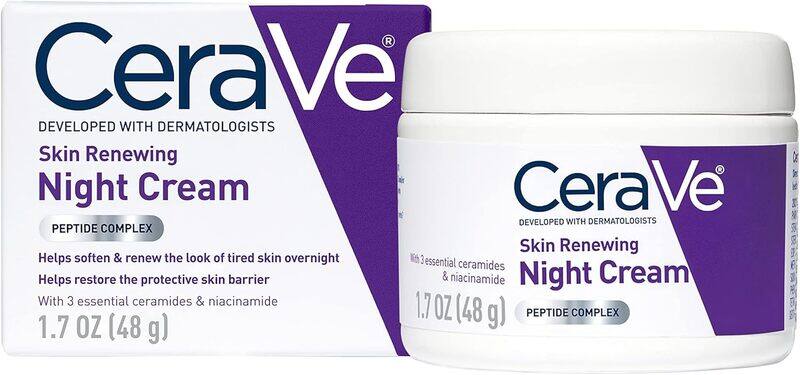 CeraVe Skin Renewing Night Cream Niacinamide, Peptide Complex, and Hyaluronic Acid Moisturizer for Face, 1.7 Ounce
CeraVe Skin Renewing Night Cream Niacinamide, Peptide Complex, and Hyaluronic Acid Moisturizer for Face, 1.7 Ounce