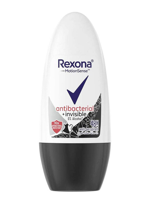 Rexona Motionsense Antibacterial Invisible Anti Perspirant Deodorant Roll On, 50ml
Rexona Motionsense Antibacterial Invisible Anti Perspirant Deodorant Roll On, 50ml