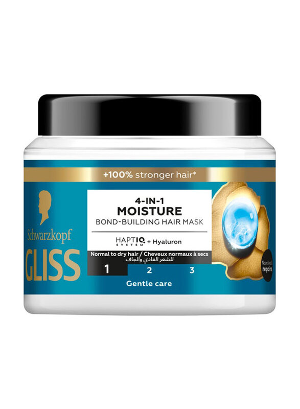 Schwarzkopf Gliss 4in1 Moisture Bond Building Mask with Hyaluron for Normal & Dry Hair, 400ml
Schwarzkopf Gliss 4in1 Moisture Bond Building Mask with Hyaluron for Normal & Dry Hair, 400ml