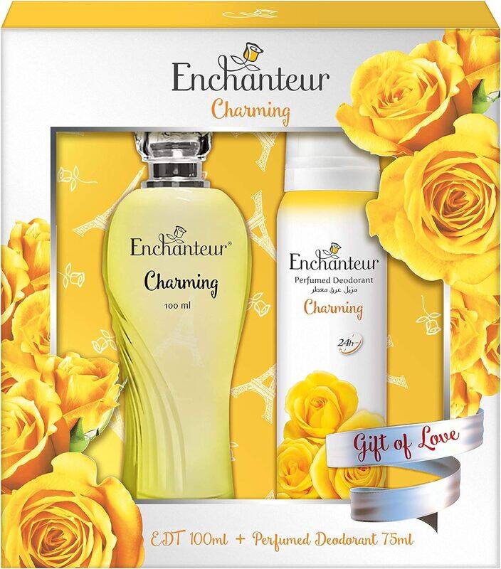 Enchanteur EDT Perfume & Perfumed Deodorant Giftpack- Charming, Gift Of Love, 175 ml
Enchanteur EDT Perfume & Perfumed Deodorant Giftpack- Charming, Gift Of Love, 175 ml