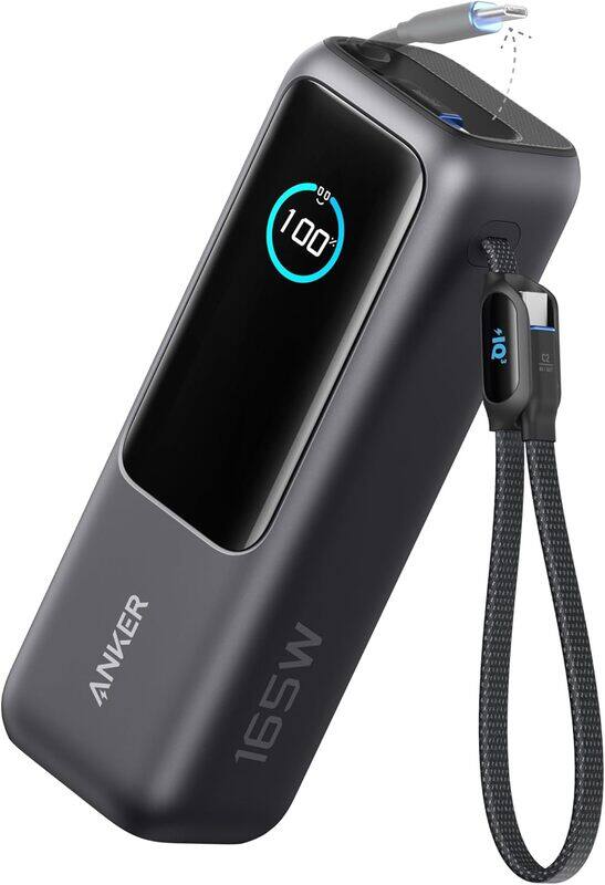 Anker Power Bank, 25,000mAh 165W Ultra-Fast Portable Charger for Dual Laptops, Fast Charging Battery Pack with Built-In and Retractable Cables, For iP
Anker Power Bank, 25,000mAh 165W Ultra-Fast Portable Charger for Dual Laptops, Fast Charging Battery Pack with Built-In and Retractable Cables, For iP