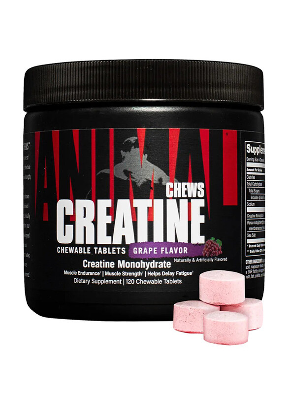 Universal Nutrition Animal Creatine Grape Flavour Dietary Supplement, 120 Chewable Tablets
Universal Nutrition Animal Creatine Grape Flavour Dietary Supplement, 120 Chewable Tablets