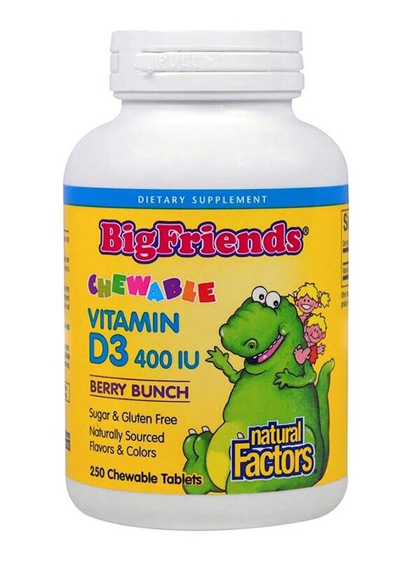 Natural Factors Big Friends Chewable Vitamin D3 With Berry Bunch Dietary Supplement, 400IU, 250 Tablets
Natural Factors Big Friends Chewable Vitamin D3 With Berry Bunch Dietary Supplement, 400IU, 250 Tablets