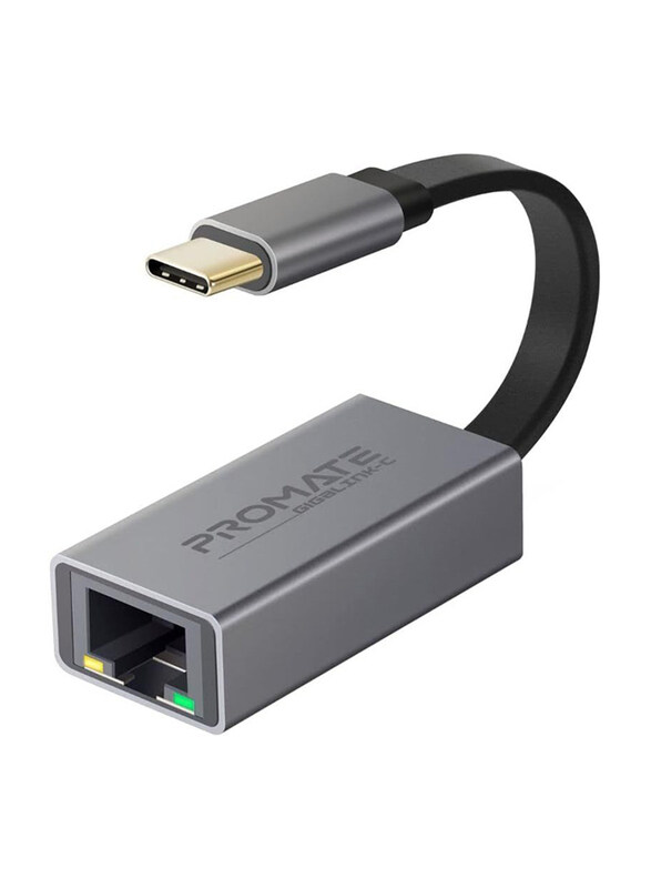 Promate Aluminum Alloy High Speed USB-C to RJ45 Gigabit Ethernet 10/100/1000Mbps Adapter for All Smartphones, Tablets, Laptops & Giga Link C, Black
Promate Aluminum Alloy High Speed USB-C to RJ45 Gigabit Ethernet 10/100/1000Mbps Adapter for All Smartphones, Tablets, Laptops & Giga Link C, Black
