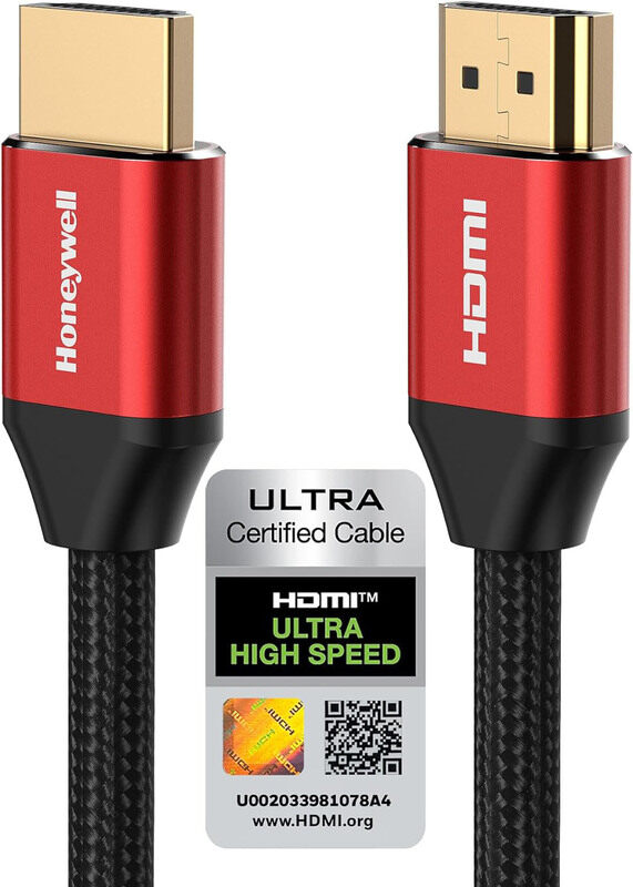 Honeywell 2-Meters Braided Cable, 2.1 HDMI to HDMI Cable with Ethernet for All HDMI-Enabled Devices, Black/Red
Honeywell 2-Meters Braided Cable, 2.1 HDMI to HDMI Cable with Ethernet for All HDMI-Enabled Devices, Black/Red