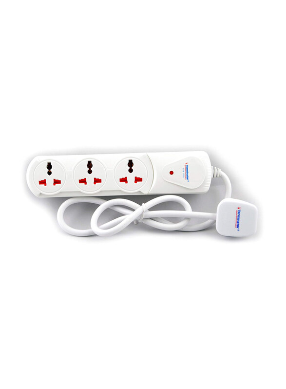 Terminator 3 Way Universal Power Extension Socket with 2 Meter Cable, UK Plug, White
Terminator 3 Way Universal Power Extension Socket with 2 Meter Cable, UK Plug, White