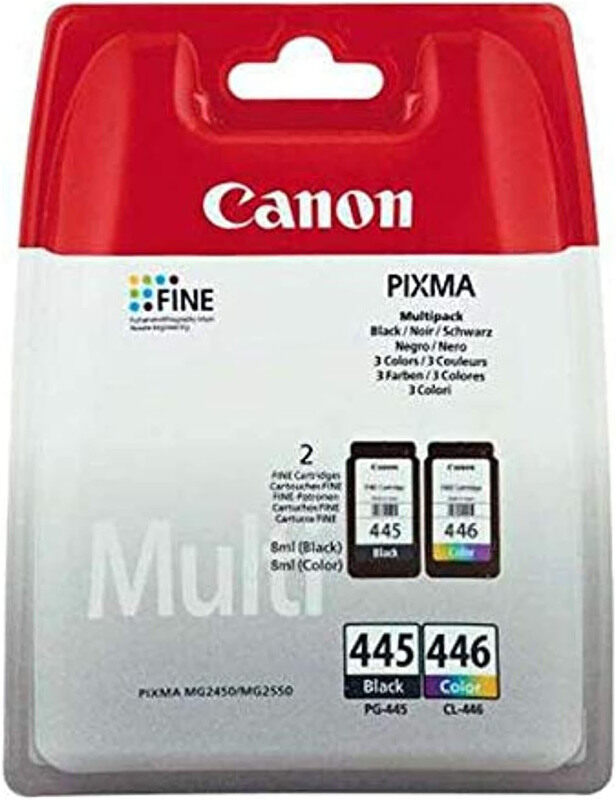 Canon Pg445 and Cl446 Multicolour Ink Cartridge for Ip2840 Mg2440 Mg2540 Mg2940 Printers, 2 Pieces
Canon Pg445 and Cl446 Multicolour Ink Cartridge for Ip2840 Mg2440 Mg2540 Mg2940 Printers, 2 Pieces