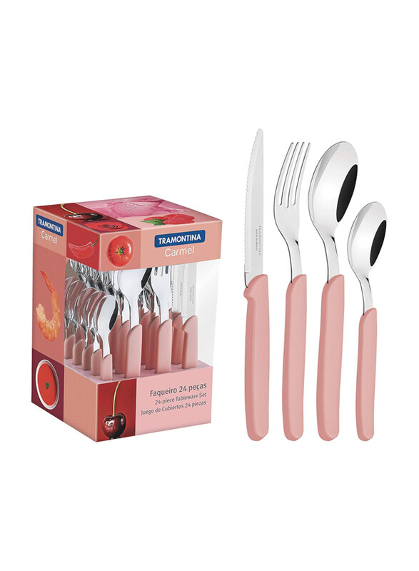 Tramontina Carmel 24-Piece Stainless Steel Flatware Set with Polypropylene Handles, 23499029, Pink/Silver
Tramontina Carmel 24-Piece Stainless Steel Flatware Set with Polypropylene Handles, 23499029, Pink/Silver