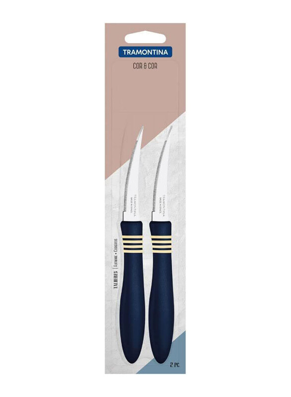Tramontina 2-Piece Core & Core Tomato Knives with Stainless Steel Blade & Polypropylene Handle, 23462233, Silver/Blue
Tramontina 2-Piece Core & Core Tomato Knives with Stainless Steel Blade & Polypropylene Handle, 23462233, Silver/Blue