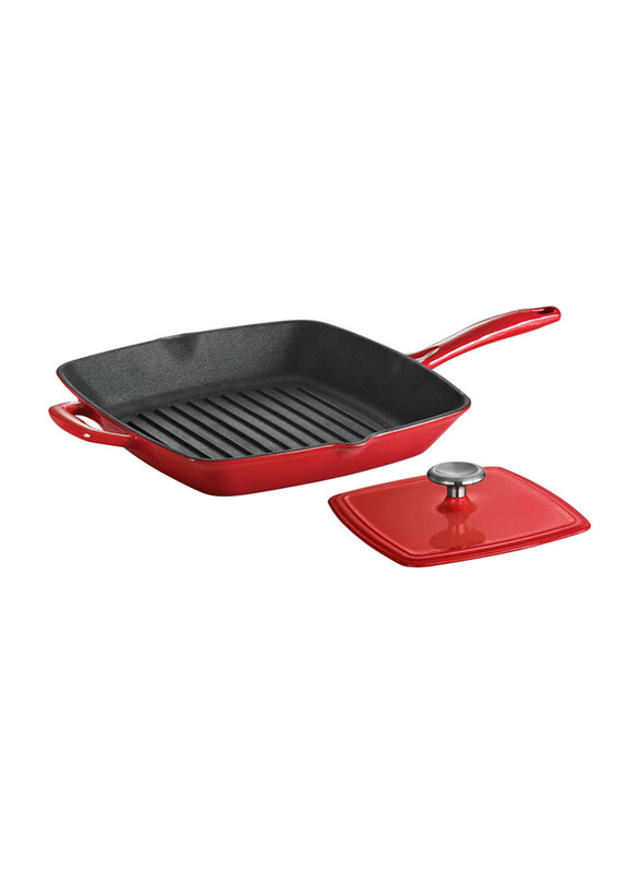 Tramontina Series 1000 11-Inch Enamelled Cast Iron Square Grill with Press, 80131/059DS, Red
Tramontina Series 1000 11-Inch Enamelled Cast Iron Square Grill with Press, 80131/059DS, Red