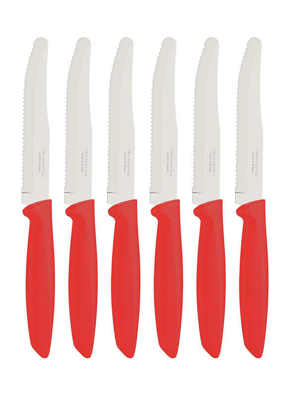 Tramontina 6-Piece Stainless Steel Fruit Knife Set with Polypropylene Handles, 23498755, Silver/Red
Tramontina 6-Piece Stainless Steel Fruit Knife Set with Polypropylene Handles, 23498755, Silver/Red