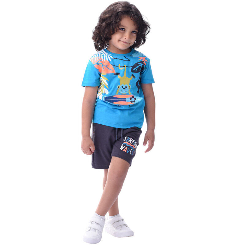 Victor And Jane Victor & Jane Boys' Comfortable 2-Piece T-Shirt & Shorts Set (2-8 Years)- Blue & Grey, 100% Cotton
Victor And Jane Victor & Jane Boys' Comfortable 2-Piece T-Shirt & Shorts Set (2-8 Years)- Blue & Grey, 100% Cotton