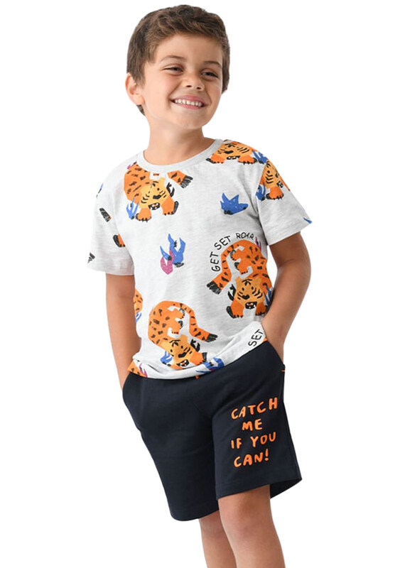 Urbasy All Over Printed Round Neck T-Shirt with Shorts Set for Kids Boys, 4-5 Years, White/Navy Blue
Urbasy All Over Printed Round Neck T-Shirt with Shorts Set for Kids Boys, 4-5 Years, White/Navy Blue
