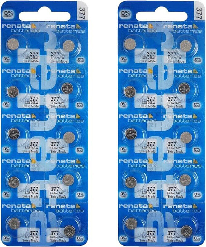 Renata SR626SW (377) Swiss Made Silver Oxide 1.55V (renata) 0% Mercury Batteries - 20 Pieces
Renata SR626SW (377) Swiss Made Silver Oxide 1.55V (renata) 0% Mercury Batteries - 20 Pieces