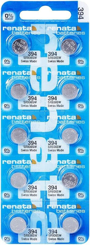 Renata SR936SW (394) Swiss Made Silver Oxide 1.55V (renata) 0% Mercury Batteries - 10 Pieces
Renata SR936SW (394) Swiss Made Silver Oxide 1.55V (renata) 0% Mercury Batteries - 10 Pieces