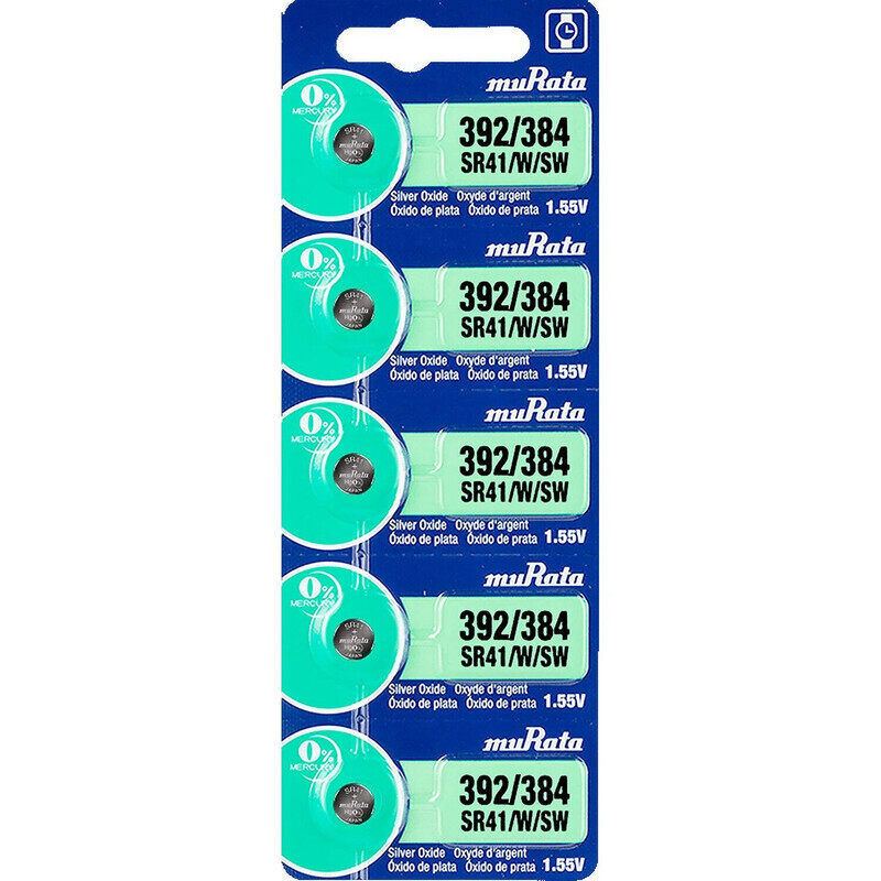 Murata SR41/W/SW (392/384) Silver Oxide 1.55V (muRata) Japan Batteries - 5 Pieces
Murata SR41/W/SW (392/384) Silver Oxide 1.55V (muRata) Japan Batteries - 5 Pieces
