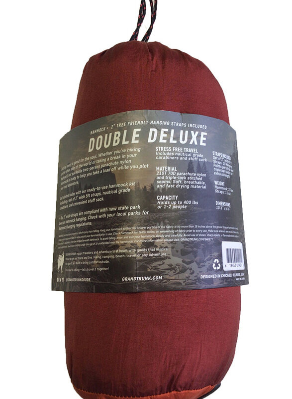 Grand Trunk Double Deluxe Parachute Nylon Hammock with Straps, One Size, Assorted Two-Tones
Grand Trunk Double Deluxe Parachute Nylon Hammock with Straps, One Size, Assorted Two-Tones