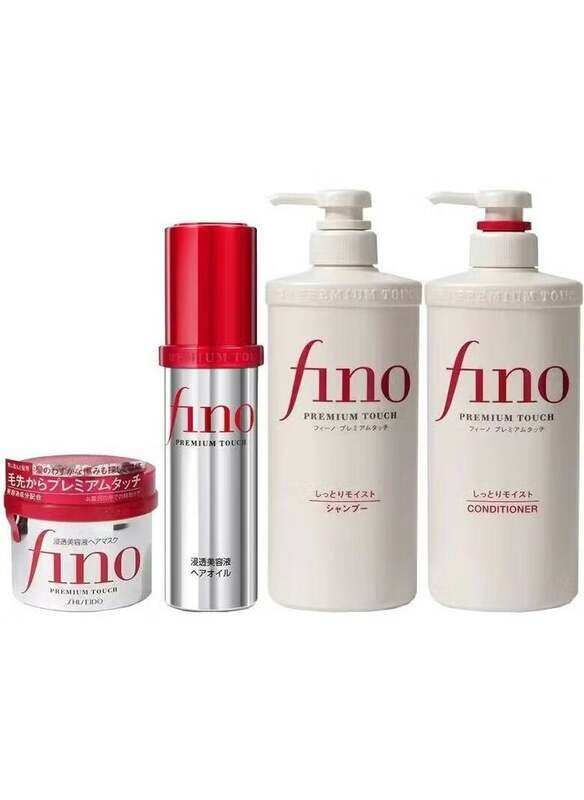 Fino Shiseido Premium Touch Moist Shampoo 550 ml & Conditioner 550 ml & treatment mask 230 gm & Hair oil 70 ml hair care set Strengthen, nourish and restor
Fino Shiseido Premium Touch Moist Shampoo 550 ml & Conditioner 550 ml & treatment mask 230 gm & Hair oil 70 ml hair care set Strengthen, nourish and restor