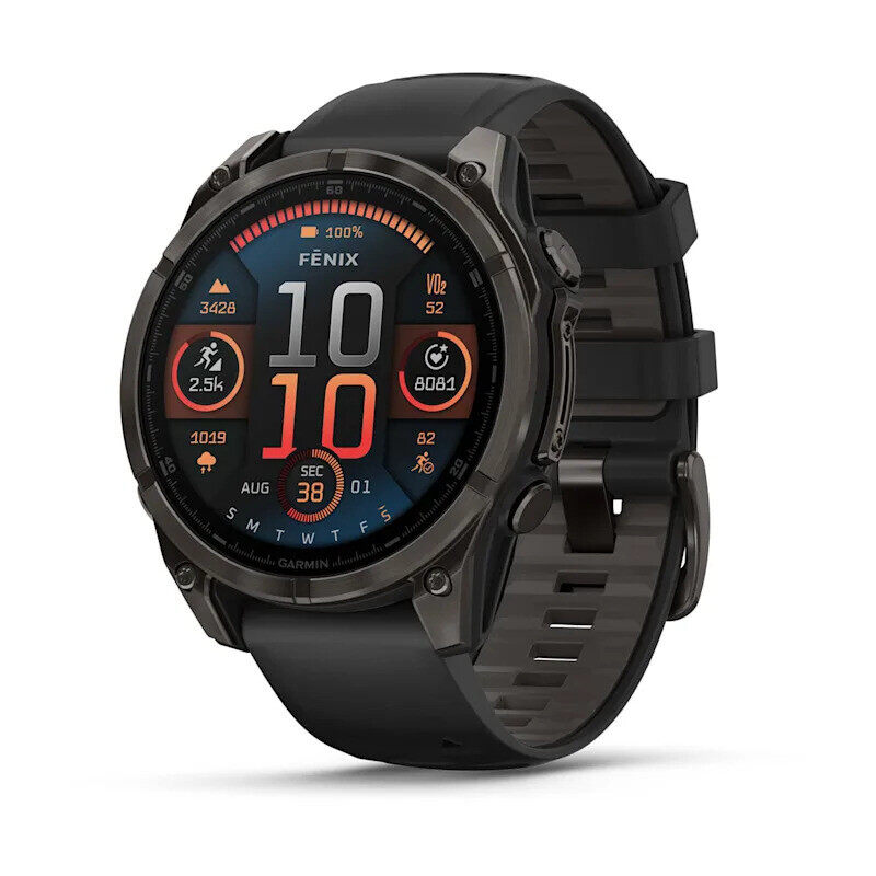 Garmin Fenix 8 AMOLED 47mm Smartwatch Sapphire Carbon Gray DLC Titanium With Black/Pebble Gray Silicone 010-02904-21
Garmin Fenix 8 AMOLED 47mm Smartwatch Sapphire Carbon Gray DLC Titanium With Black/Pebble Gray Silicone 010-02904-21
