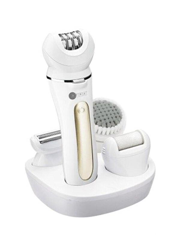 Afra Rechargeable Epilator Kit with Lithium-Ion Battery, 90 Minutes Running Time, Swappable Heads, Ergonomic & Charging Base, AF-600LSWT, White
Afra Rechargeable Epilator Kit with Lithium-Ion Battery, 90 Minutes Running Time, Swappable Heads, Ergonomic & Charging Base, AF-600LSWT, White