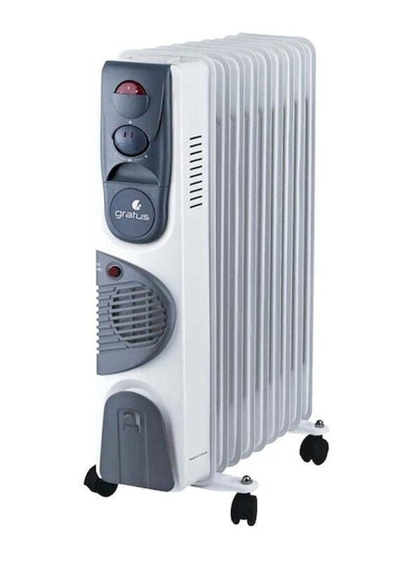 Gratus Thermostat Control Tip-Over Protection 9 Fins Oil Heater With 3 Settings Turbo Fan, 2400W, GHT924ATB, White
Gratus Thermostat Control Tip-Over Protection 9 Fins Oil Heater With 3 Settings Turbo Fan, 2400W, GHT924ATB, White