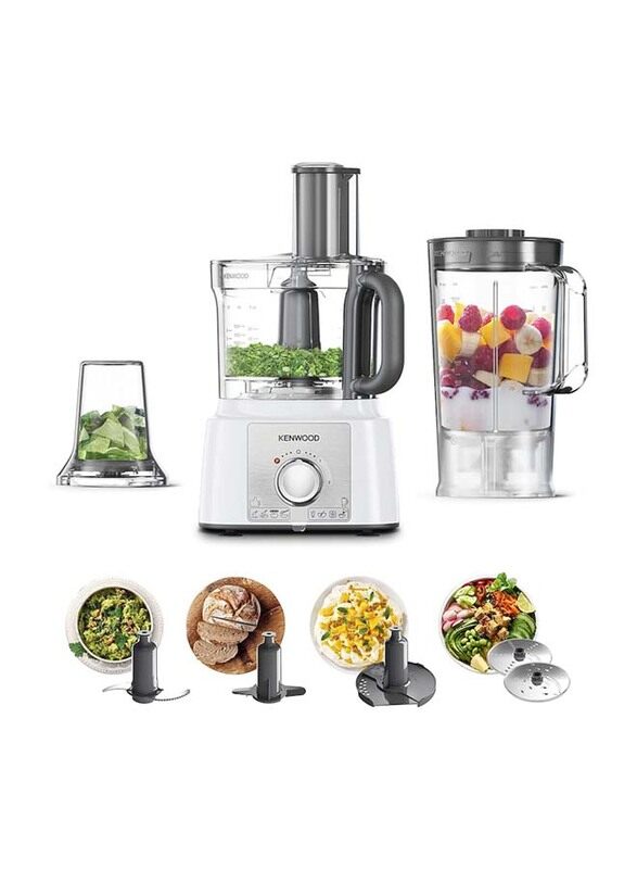 Kenwood Multi-Functional Food Processor with 2 Stainless Steel Disks, Blender, Grinder Mill, Whisk, Dough Maker, 1000W, FDP65.400WH, White
Kenwood Multi-Functional Food Processor with 2 Stainless Steel Disks, Blender, Grinder Mill, Whisk, Dough Maker, 1000W, FDP65.400WH, White