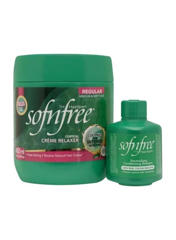 Sofnfree Sofn'free Corticol Creme Relaxer Regular 450ml & Plus Neutralising Shampoo, Set
Sofnfree Sofn'free Corticol Creme Relaxer Regular 450ml & Plus Neutralising Shampoo, Set