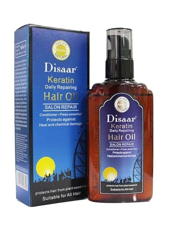 Disaar Keratin Argan Hair Oil Ultra Moist Daily Repairing And Vitamins Protect Hair for All Hair Types, 120ml
Disaar Keratin Argan Hair Oil Ultra Moist Daily Repairing And Vitamins Protect Hair for All Hair Types, 120ml