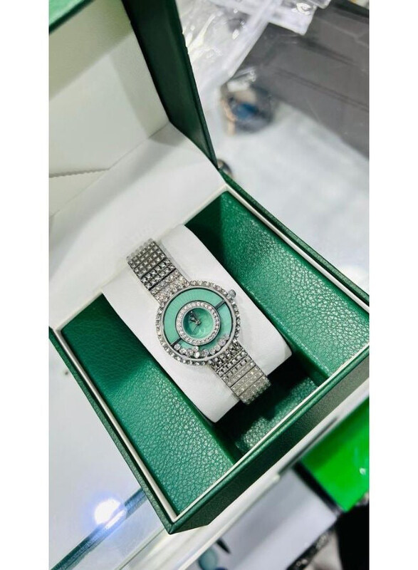 Clasico Analog Wonderful Semi Stone Watch for Women with Metal Band, Silver-Light Green
Clasico Analog Wonderful Semi Stone Watch for Women with Metal Band, Silver-Light Green