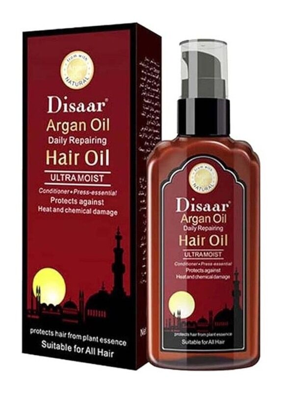 Disaar Argan Hair Oil Ultra Moist Daily Repairing Rich Proteins And Vitamins Protect Hair for All Hair Types, 120ml
Disaar Argan Hair Oil Ultra Moist Daily Repairing Rich Proteins And Vitamins Protect Hair for All Hair Types, 120ml