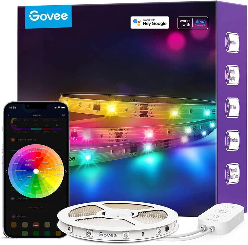 Govee RGBIC Music Sync LED Light with Smart WiFi APP Control Works with Alexa & Google Assistant, Multicolour
Govee RGBIC Music Sync LED Light with Smart WiFi APP Control Works with Alexa & Google Assistant, Multicolour