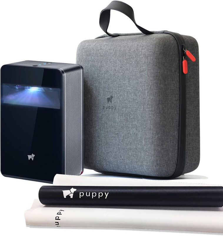Puppy Robot Portable Ultra Short Throw Projector with Carrying Bag & Desk Screen, 300 Lumens, Black
Puppy Robot Portable Ultra Short Throw Projector with Carrying Bag & Desk Screen, 300 Lumens, Black