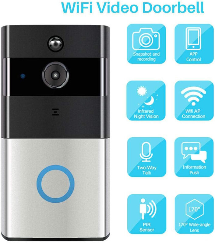 Generic WiFi Smart Doorbell with Chime 720P HD 166 Wide Angle Door View Security Camera 2-Way Talk Wireless Video Doorbell, Grey
Generic WiFi Smart Doorbell with Chime 720P HD 166 Wide Angle Door View Security Camera 2-Way Talk Wireless Video Doorbell, Grey