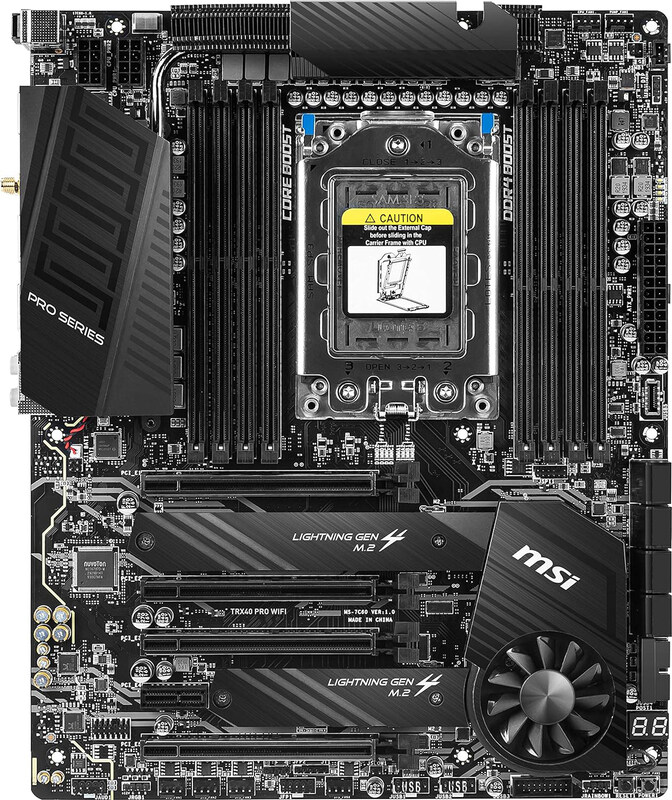 MSI TRX40 PRO WiFi AMD sTRX4, ATX, PCIe Gen4, M.2, USB3.2 Gen2x2, DDR4, Dual 10G LAN, Wi-Fi 6 Motherboard, Black
MSI TRX40 PRO WiFi AMD sTRX4, ATX, PCIe Gen4, M.2, USB3.2 Gen2x2, DDR4, Dual 10G LAN, Wi-Fi 6 Motherboard, Black