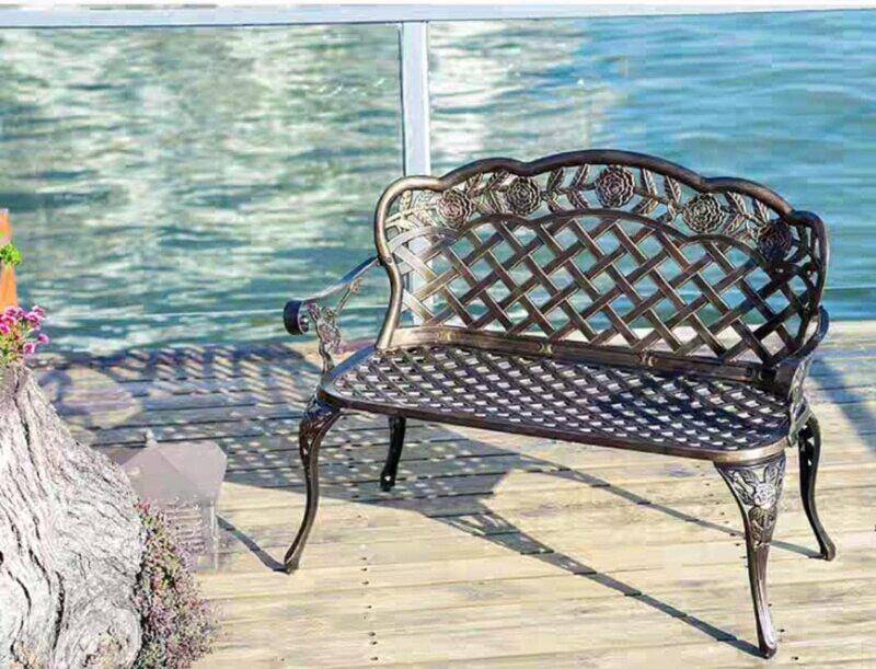 Yulan Outdoor Bench Antique Design Cast Aluminum Frame for Patio Park Garden Backyard Deck, Brass
Yulan Outdoor Bench Antique Design Cast Aluminum Frame for Patio Park Garden Backyard Deck, Brass
