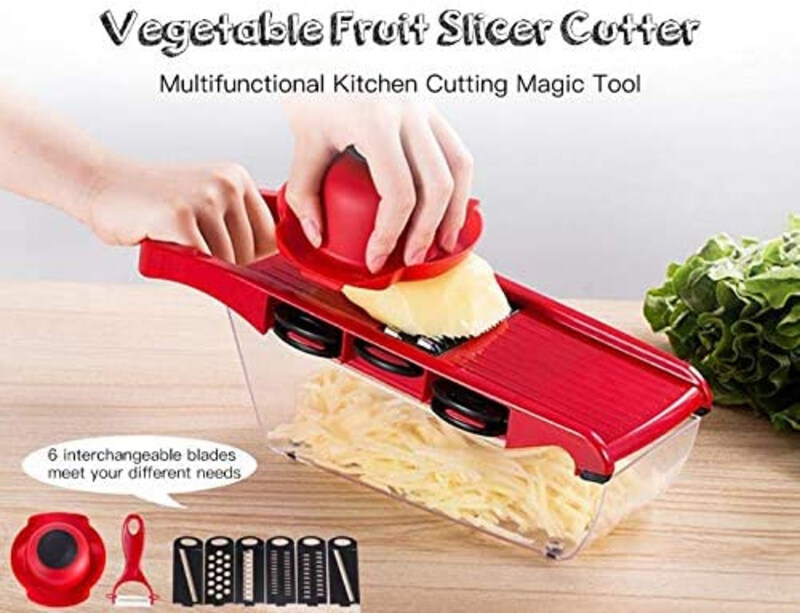 Generic 10-Piece Stainless Steel Manual Potato, Vegetable and Fruit Mandoline Slicer, Red
Generic 10-Piece Stainless Steel Manual Potato, Vegetable and Fruit Mandoline Slicer, Red