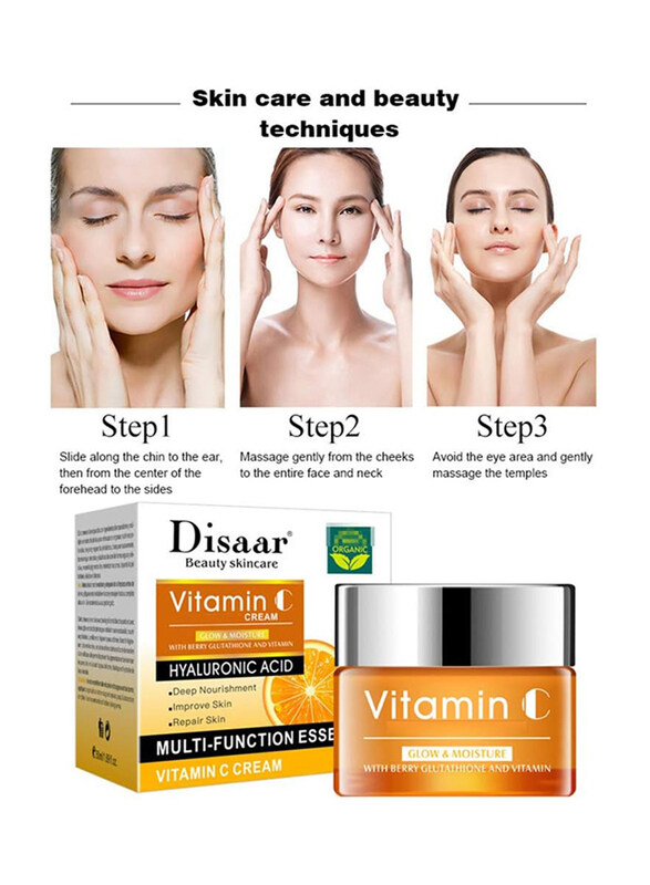 Disaar Beauty Vitamin C Cream Glow Moisturizing Hyaluronic Acid Nourishment Multi-Function Essence, 50ml
Disaar Beauty Vitamin C Cream Glow Moisturizing Hyaluronic Acid Nourishment Multi-Function Essence, 50ml