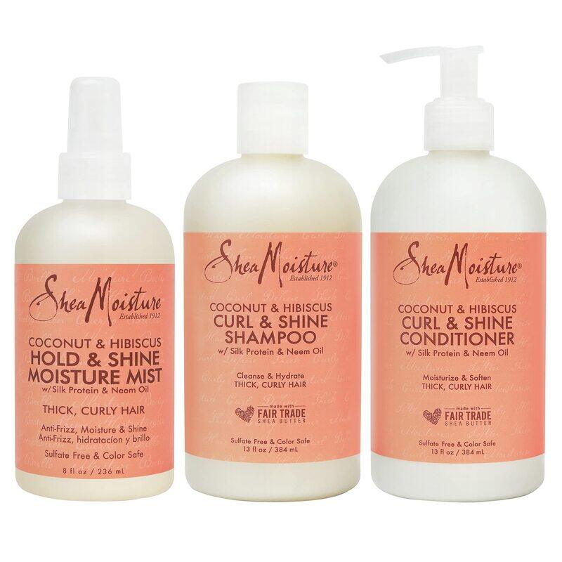 Shea Moisture Care Coconut & Hibiscus Hair Care Set for Curly Hair, Shampoo 384ml + Conditioner 384ml + Curl and Shine Mist 236ml, 3 Pieces
Shea Moisture Care Coconut & Hibiscus Hair Care Set for Curly Hair, Shampoo 384ml + Conditioner 384ml + Curl and Shine Mist 236ml, 3 Pieces