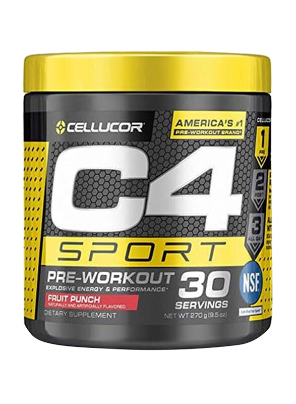 Cellucor C4 Sport Pre-Workout Explosive Energy & Performance Powder, 30 Servings, 270gm, Fruit Punch
Cellucor C4 Sport Pre-Workout Explosive Energy & Performance Powder, 30 Servings, 270gm, Fruit Punch