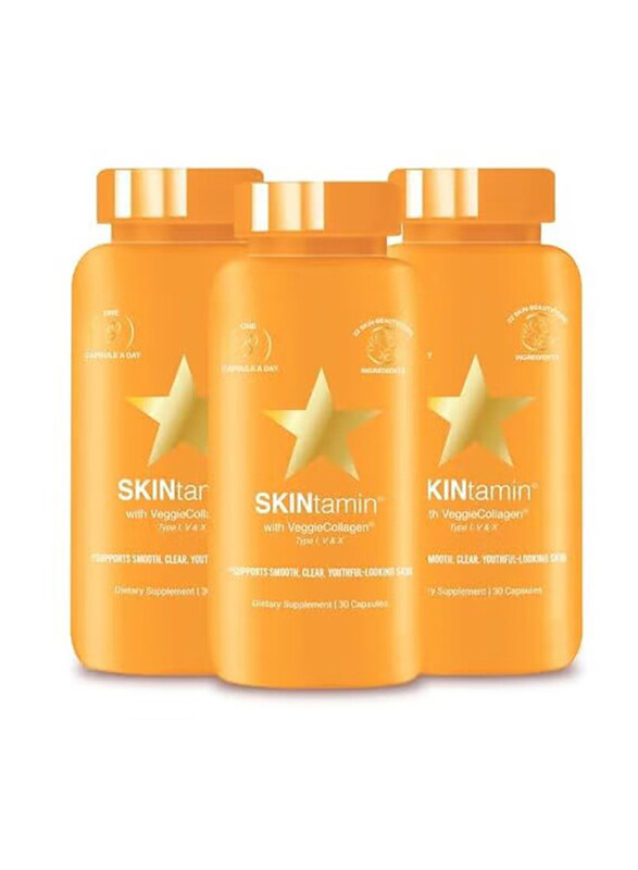 Hairtamin SKINtamin with Veggie Collagen Dietary Supplement, 30 Capsules, 3 Pack
Hairtamin SKINtamin with Veggie Collagen Dietary Supplement, 30 Capsules, 3 Pack
