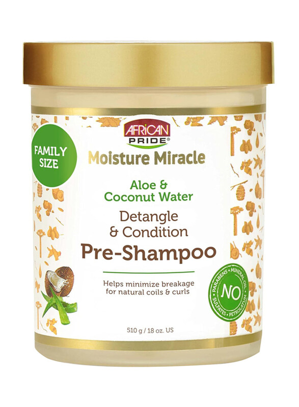 African Pride Moisture Miracle Aloe & Coconut Water Pre-Shampoo Detangles & Conditions for Hair Breakage, Natural Coils & Curls, 18 oz
African Pride Moisture Miracle Aloe & Coconut Water Pre-Shampoo Detangles & Conditions for Hair Breakage, Natural Coils & Curls, 18 oz