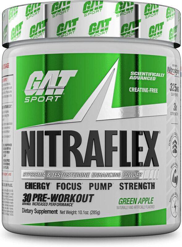 Gat Sport Creatine-Free Nitraflex Testosterone Boosting Powder, 285 gm, Green Apple
Gat Sport Creatine-Free Nitraflex Testosterone Boosting Powder, 285 gm, Green Apple
