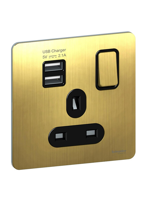 Schneider Electric Antique Brass 2 x USB SP2.1A Ultimate Screw Single Socket Comb, 5V, GGBGU34102USBABAB, Black
Schneider Electric Antique Brass 2 x USB SP2.1A Ultimate Screw Single Socket Comb, 5V, GGBGU34102USBABAB, Black