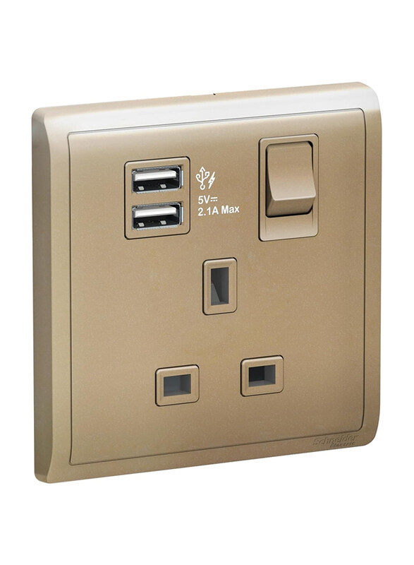 Schneider Electric 13A 1 Gang Switched Socket with 2.1A USB, E8215USB_WG_G12, Wine Gold
Schneider Electric 13A 1 Gang Switched Socket with 2.1A USB, E8215USB_WG_G12, Wine Gold