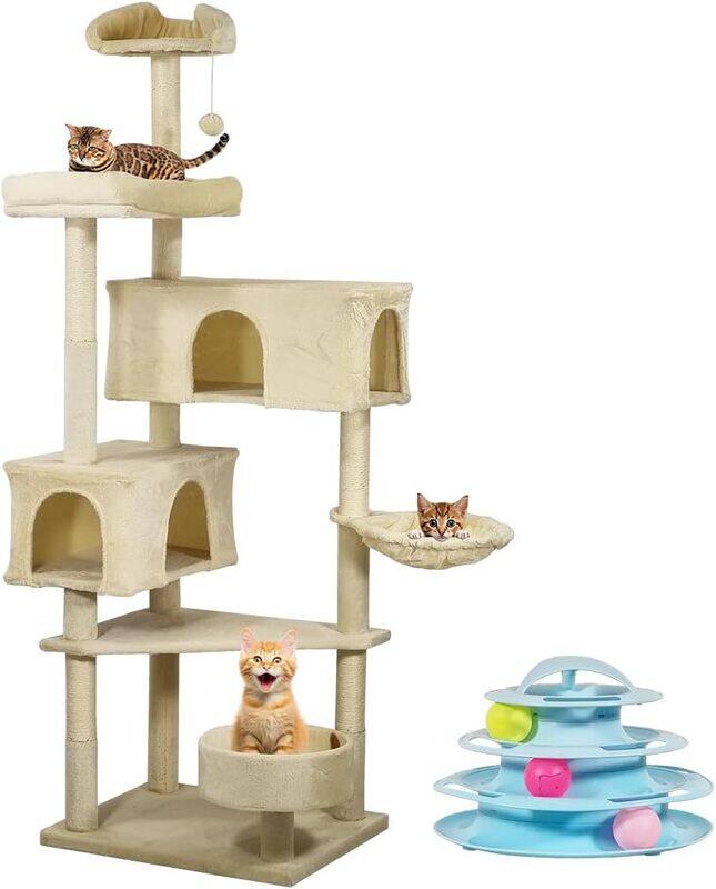 Majibao Multi-level cat tree with Cat turntable toy, Double perches, Scratching post, Double cat house, Cozy hammock, and Cat nest, Cat tree tower activity ce
Majibao Multi-level cat tree with Cat turntable toy, Double perches, Scratching post, Double cat house, Cozy hammock, and Cat nest, Cat tree tower activity ce