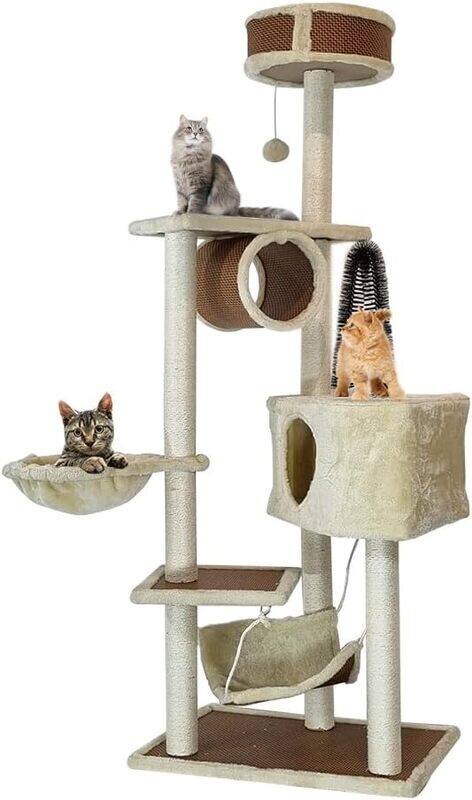 MAJIBAO Cat tree Tower Indoor Multiple-level cat houses toys for your kittens, cats with Sisal Post, hammock, cat tree with grooming brush and cave, beige col
MAJIBAO Cat tree Tower Indoor Multiple-level cat houses toys for your kittens, cats with Sisal Post, hammock, cat tree with grooming brush and cave, beige col