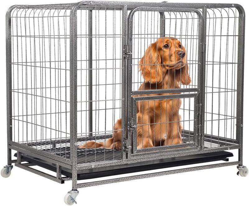 MAJIBAO Dog cage with Removable tray and Lockable wheels, Suitable for small-medium sized dogs, Heavy-duty dog crate strong metal pet kennel playpen, Open top
MAJIBAO Dog cage with Removable tray and Lockable wheels, Suitable for small-medium sized dogs, Heavy-duty dog crate strong metal pet kennel playpen, Open top