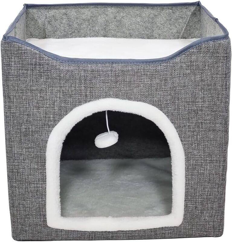 Majibao Cat beds with Side scratcher, Flurry Ball, and Foldable design, Cat house for Indoor cats, Multi-level bed space, Reversible cushion, and Washable, Ea
Majibao Cat beds with Side scratcher, Flurry Ball, and Foldable design, Cat house for Indoor cats, Multi-level bed space, Reversible cushion, and Washable, Ea